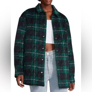 STEVE  MADDEN Women’s Green/Navy Belle Plaid Shacket  Size: L
